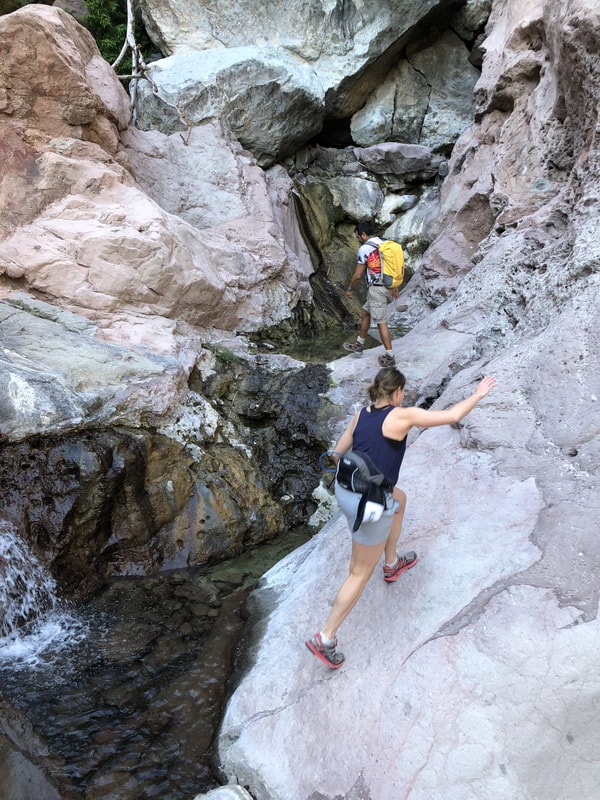 Group of hikers on the Tabor canyon trail near Loreto, Baja California Sur, 2018