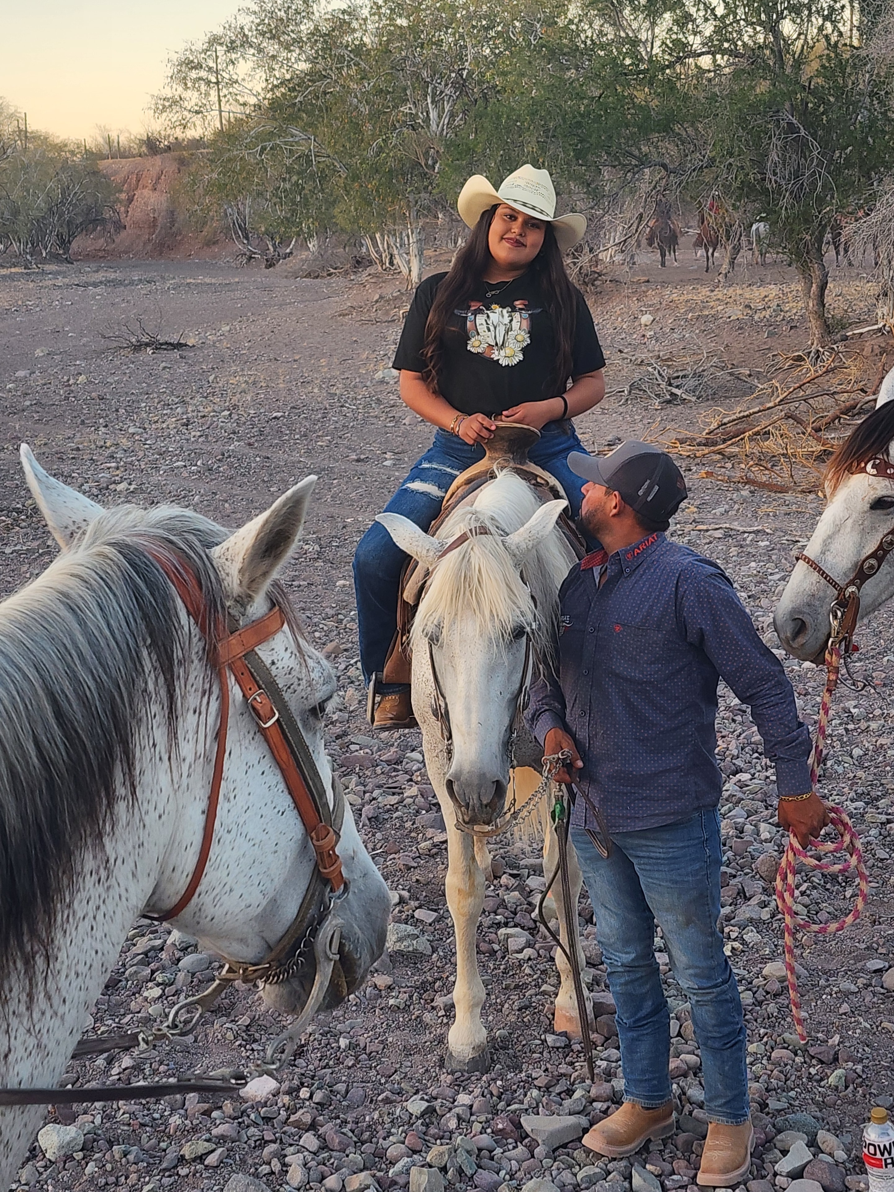 Horse tour group riding through the desert near Loreto, Baja California Sur