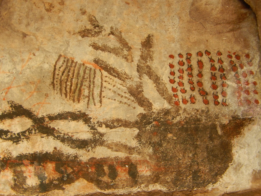 Cave paintings on canyon wall